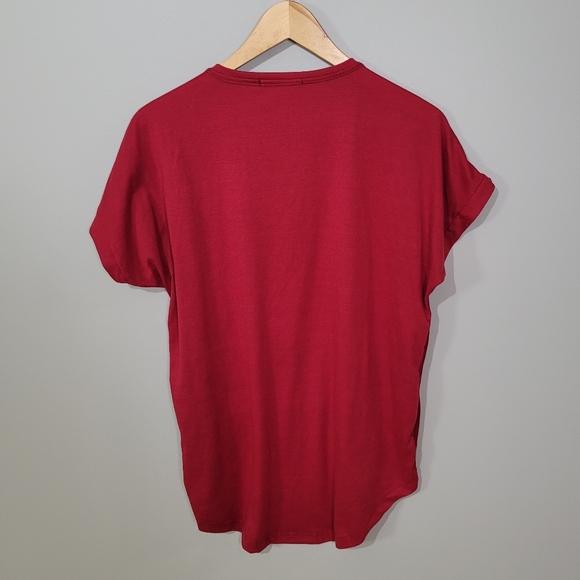 Meow red teeshirt with chenille cat patch - Picture 6 of 7